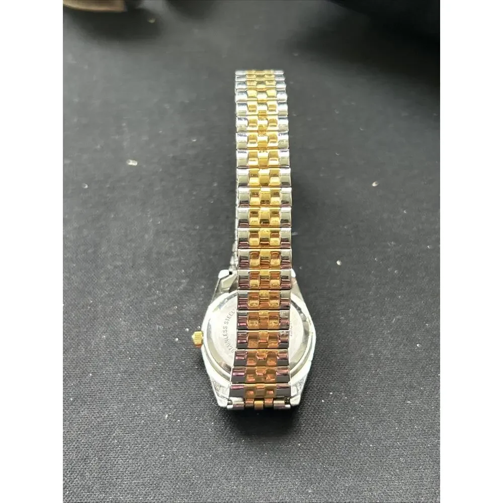 Two Tone Black Dial Women’s Stretch Band Quartz Watch